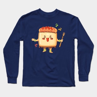 Toast Cartoon Illustration Long Sleeve T-Shirt